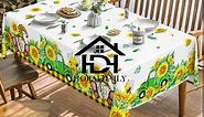 Horaldaily Summer Spring Tablecloth 60x104 Inch Rectangular, Truck Watercolor Sunflower Table Cover for Party Picnic Dinner Decor