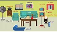 Living Room Furniture in English | Living Room Objects | Things in the Living Room