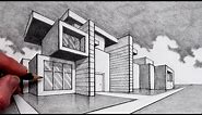 How to Draw in 2-Point Perspective: Modern House