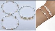 3 Easy Beading Pearl and Crystal Bangle Style Bracelets
