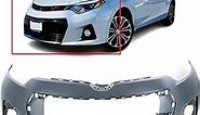 FitParts Compatible with Front Bumper Cover Fascia 2014-2016 Toyota Corolla Sedan S Plus SE Sedan 14-16. New Primed Without Sensor Holes, with Fog Light Holes. TO1000400 5211903906 2015