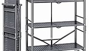 3 Tier Rolling Utility Foldable Cart - Metal Folding Cart with Wheels, Collapsible Service Cart Storage Shelf Rack for Kitchen Office Garage Plant Outdoor cart, Gray