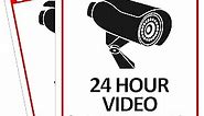 TICONN 2-Pack 24 Hour Video Surveillance Sign, No Trespassing Aluminum Warning Sign, 10’’x7’’ for CCTV Security Camera - Reflective, UV Protected