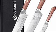 YOTSUBA Kitchen Knife Set, Chef Knife Set, Sharp High Carbon Stainless Steel Forged Blade Kitchen Knives Set with Ergonomic Rosewood Handle, Natural Wood