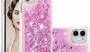 LEMAXELERS Compatible with iPhone 11 Case, Bling Glitter Liquid Clear Case Floating Quicksand Shockproof Protective Sparkle Silicone Soft TPU Case for iPhone 11 6.1". YBL Love Rose