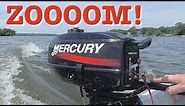 Mercury 2.5 hp 2 stroke outboard engine starting procedure and demo