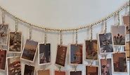 Kintyno Hanging Photo Display with 22 Clips, Wooden Bead Garland, Boho Style Collage Photo Frame Decoration for Dorms, Classrooms, Bedrooms