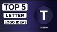 How to make logo || T Letter Logo || Top 5 || T logo || adobe illustrator || 1st part || logo