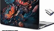 MEEgoodo for MacBook Air M2 Case 2023 Release A2941 with M2 Chip, Clear Case for MacBook Air 15 inch, Laptop Hard Shell Cases with Keyboard&Webcam Cover&OTG Adapter & Screen Protector, Bunch Flowers