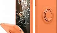 HAVVA for iPhone XR Case, [Silicone and Ring Kickstand Series] [Soft Anti-Scratch Microfiber Lining], Full Body Protective Bumper Case for iPhone XR, Bright Orange