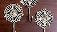 IndianShelf Brass Hooks for Keys to Hang- Boho Wall Hooks- Shabby Chic French- Decorative Hooks- Antique Coat Hooks- Vintage Hooks- Key Hooks Holder- Gold Wall Hooks- 3 Piece