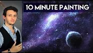 Painting a Galaxy and Stars with Acrylics in 10 Minutes!
