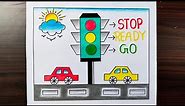 How to Draw Traffic Light Easy / Traffic Light Drawing / Traffic Signal Drawing /Road Safety Drawing