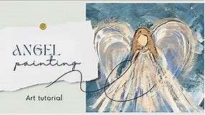 Angel Painting Easy Step by Step Beginner Tutorial / Abstract Angel DIY / Angel Wings Art