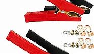4 Pcs Jumper Cable Battery Clamps Crocodile Clamp Pure Copper 100A-500A Car Battery Charger Clamps Power Replacement Battery Alligator Clips Jumper Cables Clamp Welding machine clamp