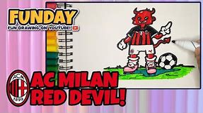 How to Draw AC Milan Red Devil Mascot Milanello ❤🖤 #howtodraw #acmilan #funday #cheapartsupplies