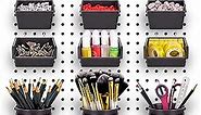 G.CORE 12 Pack Pegboard Bins PegBoard Cups with Hooks & Loops, Peg Hooks Assortment Organizer Accessory Set, Various Tools Storage Arrange System Accessories for Garage Craft Workshop Workbench