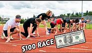 100 Meter Dash vs. Subscribers, Winner Gets $100 Cash!!