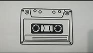 HOW TO DRAW CASSETTE TAPE STEP BY STEP l EASY DRAWING TUTORIAL