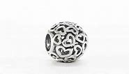 Solid 925 Sterling Silver Hearts Bali Bead Small Charm Tiny