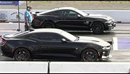 2019 Mustang GT vs Camaro SS and vs 2017 Mustang - drag race