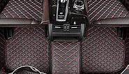 Fit for Infiniti QX50 2014-2022 Custom Car Floor Mats Luxury Leather Waterproof Anti-Slip Full Coverage Front ＆ Rear Floor Liners (Choose: for QX50 2014-2015 / Black Red)