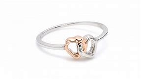 Entangled Heart Simple Platinum & Rose Gold Ring for Women JL PT 549 - Jewelove