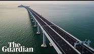 Aerial footage of the world's longest sea bridge