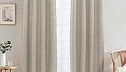 JINCHAN Linen Textured Curtains for Living Room Darkening Bedroom Curtains Thermal Curtains Linen Look Thermal Insulated Curtains Grommet Top Window Drape, W52 x L96, Greyish Beige Curtain 1 Panel