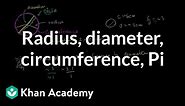 Circles: radius, diameter, circumference and Pi | Geometry | Khan Academy