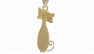 14k Yellow Gold Diamond Cat Pendant Charm Necklace Animal Fine Jewelry For Women Valentines Day Gift