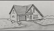 Ev Nasıl Çizilir - How to draw House - Kolay Karakalem Villa Ev Çizimi