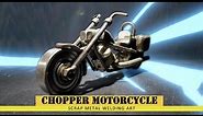 CHOPPER MOTORCYCLE. Scrap Metal Welding Art Sculpture. Weld art concept model.