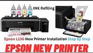 How to Install Epson L130 printer first time unboxing first-time printer setup step by step