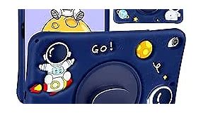 Wazzasoft for iPad 10th Generation Case 10.9 Inch Boys Cute Astronaut Cover Kawaii 3D Cartoon Spacemen Cool Funny with Rotating Handle Stand + Strap Soft Silicon Funda for Apple iPad 10th Gen Cases