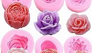 Mujiang 3D Flower Silicone Molds Flower Bloom Rose Fondant Mold Resin Rose Candle Mold For Cake Decoration Cake Decoration Chocolate Handmade Soap Candy Gum Paste Set Of 6