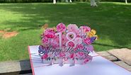 NAVWOD Happy 100th Birthday Card, 100th Birthday Cards for Women, 100th Birthday Gifts for Women, Happy Birthday Card, Pop Up Cards, Pop Up Cards Flowers for Women with Note.