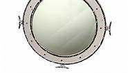 DRH - Distressed Wooden Porthole Mirror with Cleat Nautical Decoration - Home Décor Porthole Mirror - Antique Rustic Porthole - Size - 28" Dia