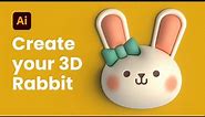 Cute 3D Rabbit Character for Beginners | Easy Adobe Illustrator Tutorial