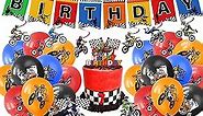 Dirt Bike Party Decorations, Motorcycle Birthday Party Supplies Includes Banner, Cake Toppers, Hanging Decorations, Balloons, Dirt Bike Party Supplies, Motorcycle Themed Birthday Party Decorations