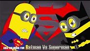 BATMAN vs SUPERMAN version MINIONS Coloring Book Pages for Learning Colors Batman Chibi #02