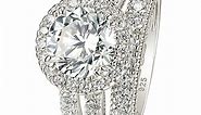 Wuziwen 4Ct Wedding Rings Engagement Ring Set for Women Cubic Zirconia 925 Sterling Silver Size 8