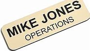 Custom Engraved Name Tag Badges – Personalized Identification with Pin or Magnetic Backing, 1 Inch x 3 Inches, Almond/Black