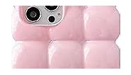 Caseative 3D Cube Grid Candy Color Soft Compatible with iPhone Case (Pink,iPhone 12)