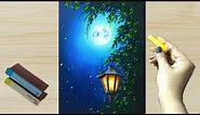 Soft Pastel Drawing - How to Draw Realistic Night Scenery with Street Lamp (step by step) beginners.