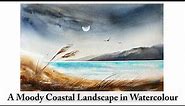 Watercolour Demonstration - A Moody Coastal Landscape | Painting a Stormy Sky