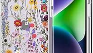 MOSNOVO Compatible with iPhone 14 Case, [Buffertech 6.6 ft Drop Impact] [Anti Peel Off Tech] Clear TPU Bumper Women Girl Phone Case Cover with Wildflower Floral Designed for iPhone 14 6.1"