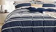 Bedsure Full Duvet Cover Blue White Striped - Super Soft Cationic Dyed Duvet Cover for Kids with Zipper Closure, 3 Pieces, Includes 1 Reversible Duvet Cover (80"x90") & 2 Pillow Shams, NO Comforter