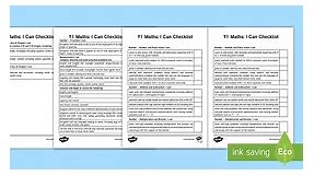 Year 1 Maths Checklist Assessment Sheet