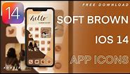 FREE AESTHETIC SOFT BROWN iOS 14 APP ICONS & WALLPAPER ♡ XOASJK ART